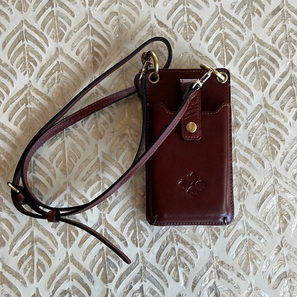 Patricia Nash Farleigh Phone Cross Body Bag NWOT British Tan w/ Brass Hardware